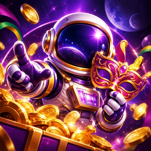 Astronauta do Spaceman flutuando com multiplicador ao fundo